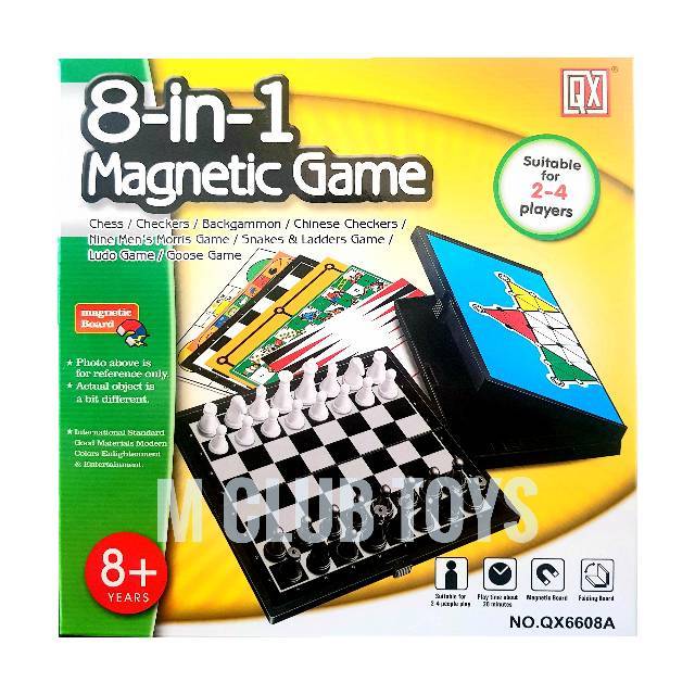 8in1 magnetic game chess checkers backgammon snake ladders ludo goose