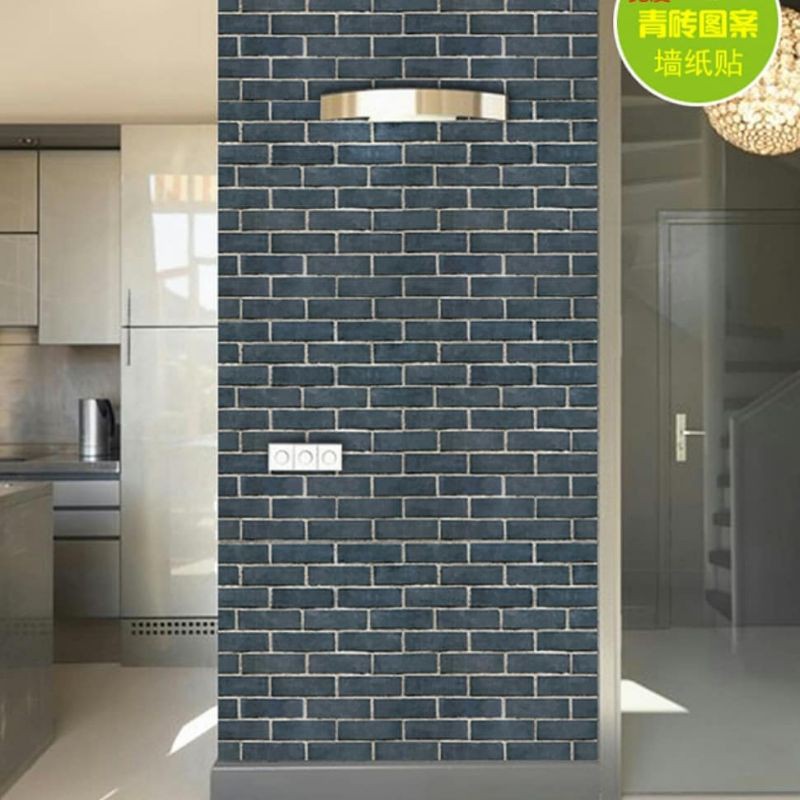 wallpaper sticker dinding murah kode 1816 bata biru tua klasik