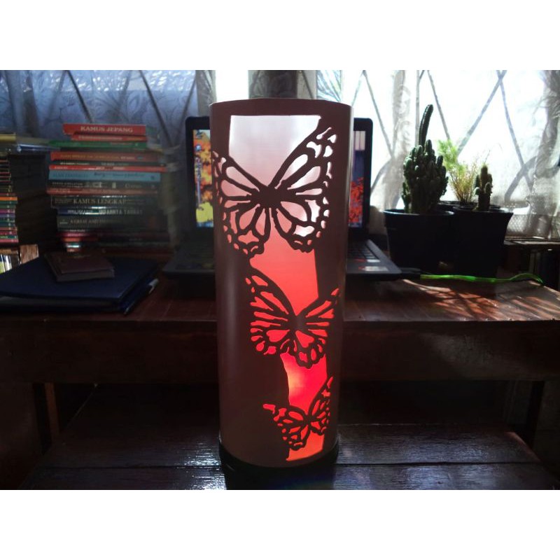 Lampu Hias Meja Tidur PVC Motif Kupu Kupu