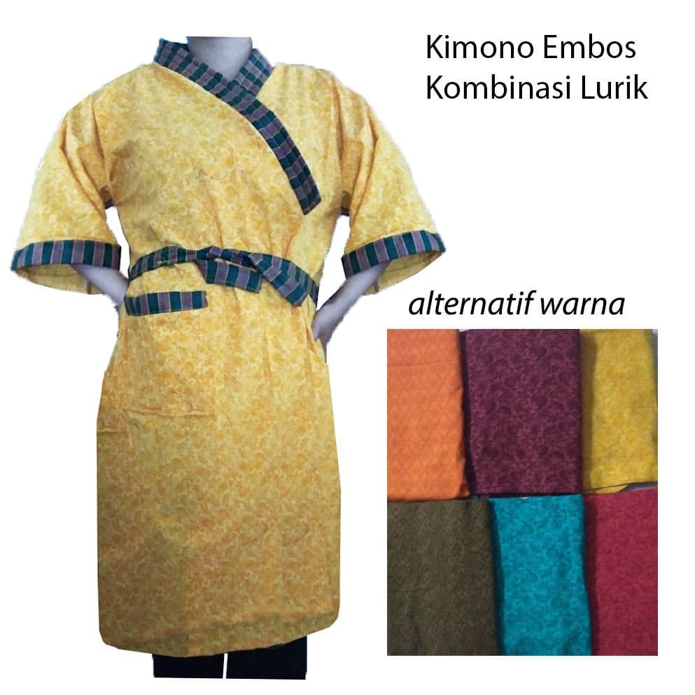 Kimono Batik Embos Kombinasi Lurik