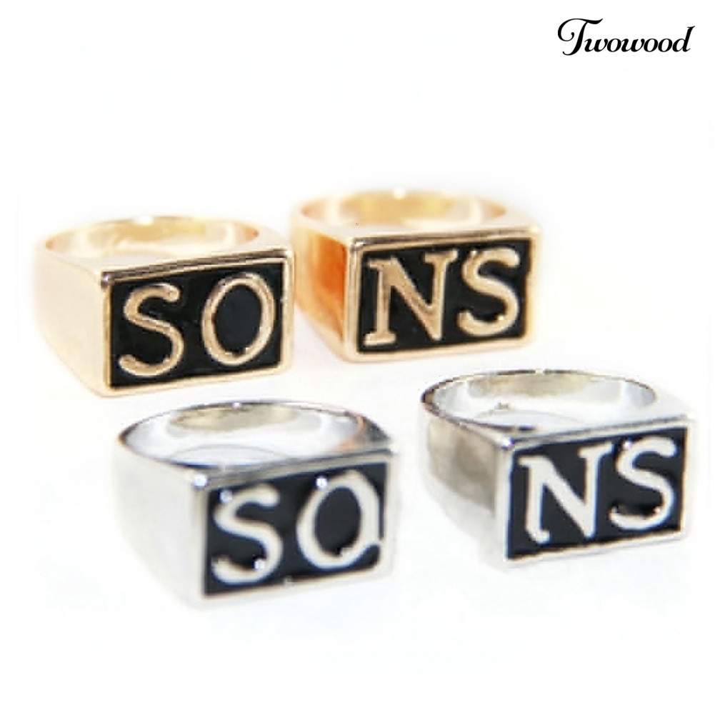 2pcs / set Cincin Jari Bahan Stainless Steel Gaya Punk Untuk Pasangan