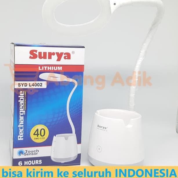 QHR Lampu Belajar Cas Surya SYD L4002 L 4002 40 SMD LED lamp meja dimmer .