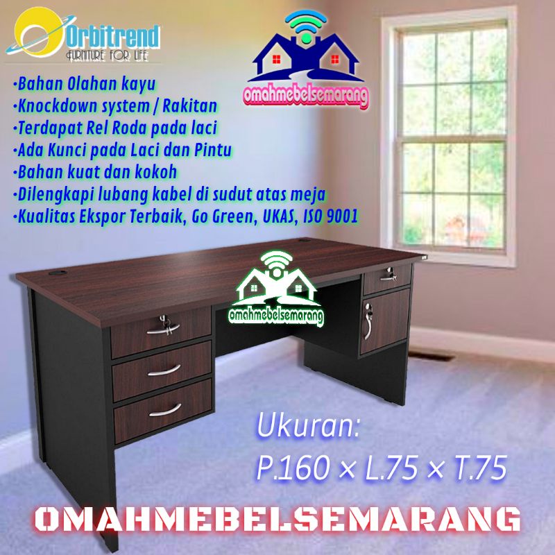 Meja Kerja Kantor 1 Biro ORBITREND NST 1080 Meja Tulis Belajar 160