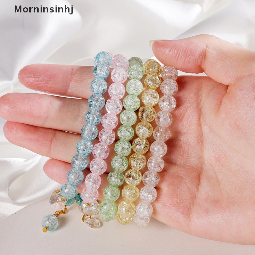 Mornin Gelang Bohemian Manik-Manik Kristal Warna-Warni Gelang Handmade Tali Elastis Wanita Perhiasan id