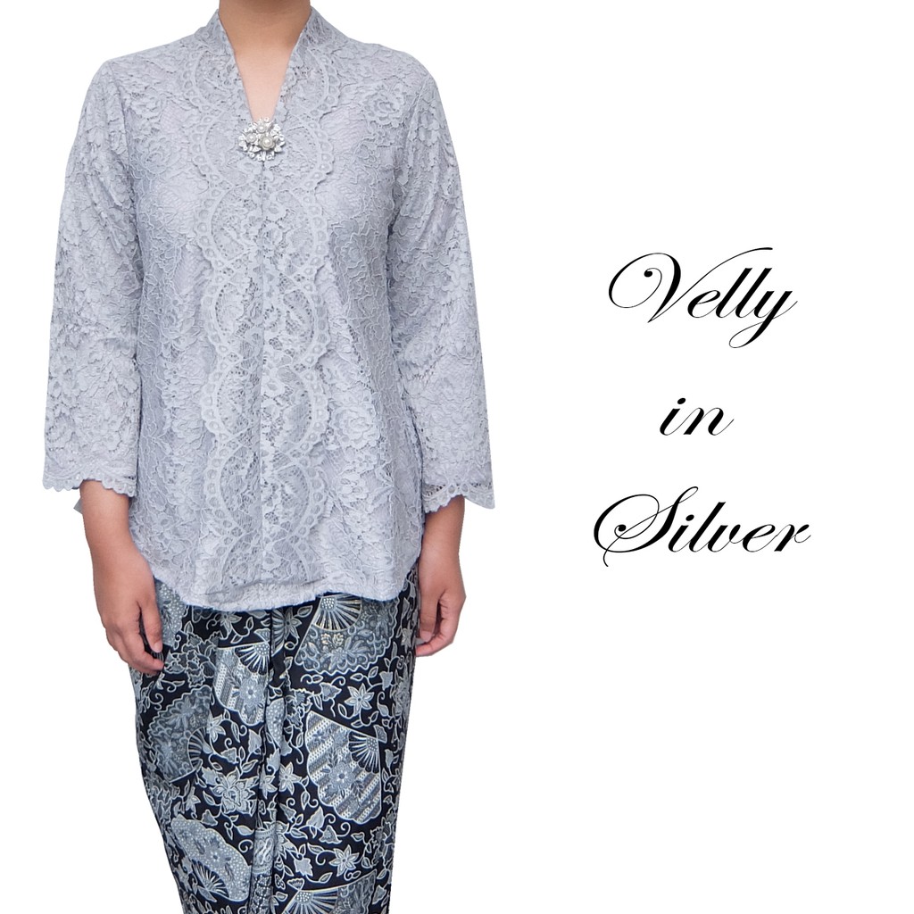 Kebaya Velly in Silver KEBAYA KARTINI / KEBAYA MODERN  / Kebaya Kondangan / Kebaya Wisuda