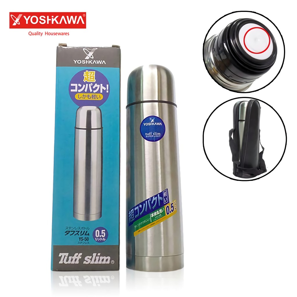 

YOSHIKAWA Termos Peluru Termos Susu Bayi 500 ML Thermos Water Tuff Slim EVL-YS-50 Perak