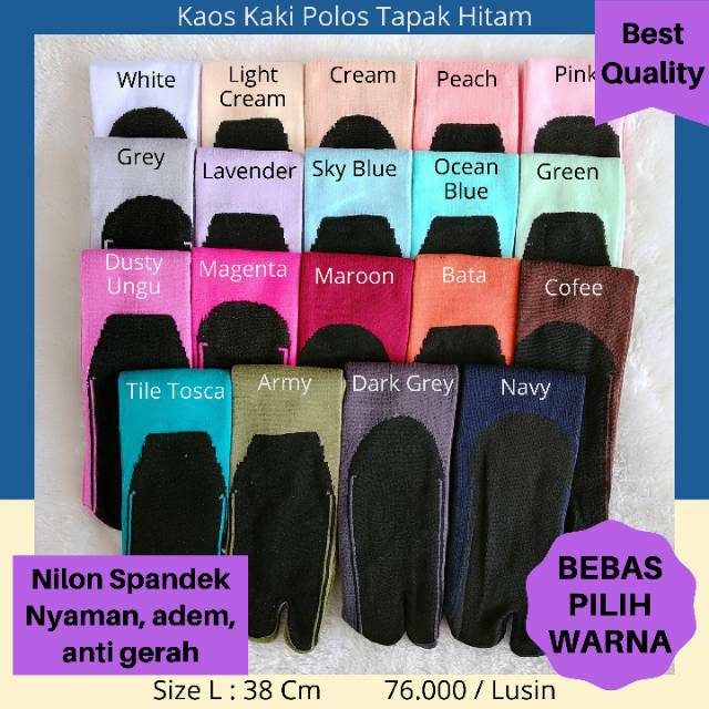 Kaoskaki Telapak  Hitam  Jempol  Nilon Muslimah  Panjang Kaos  