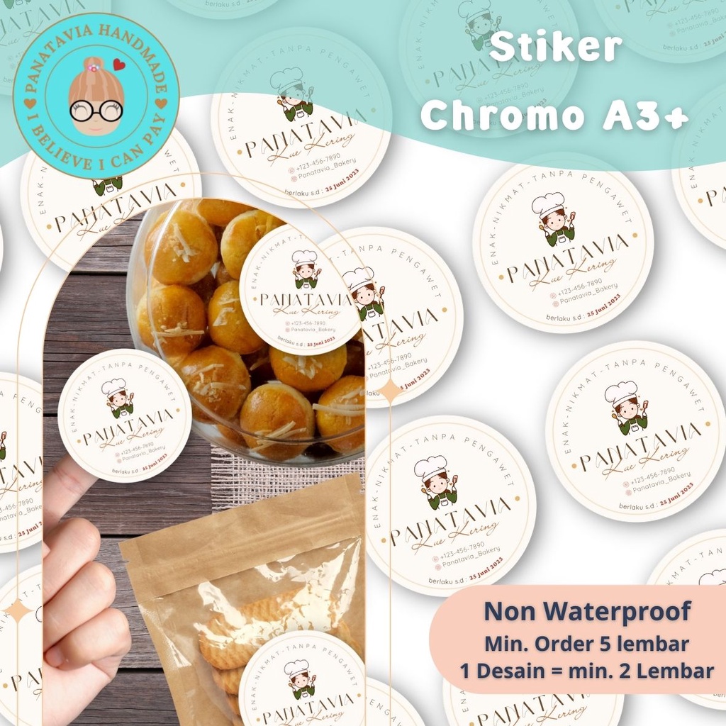 

Cetak Stiker Chromo / Bontax Glossy Label Produk Usaha & Online Shop A3+ HIGH QUALITY + Cutting Kiss Cut