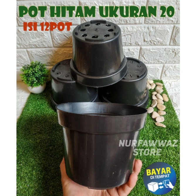 pot bunga hitam ukuran 20 lusinan murah