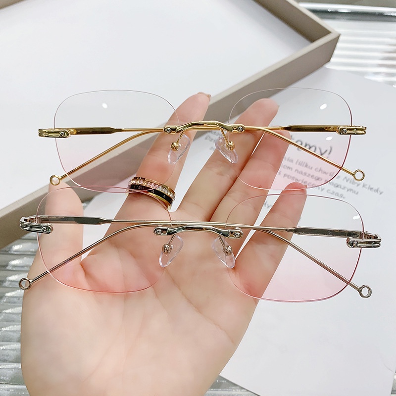 Kacamata optik minus jauh wanita lensa white pink bonus kotak lap MEDAN 1948