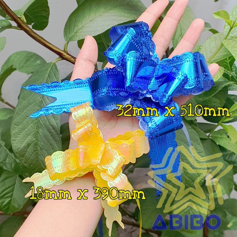 

PROMO!! Pita Tarik METALIK 32mm 18mm 51cm 39cm Renda Hiasan Serut Kado