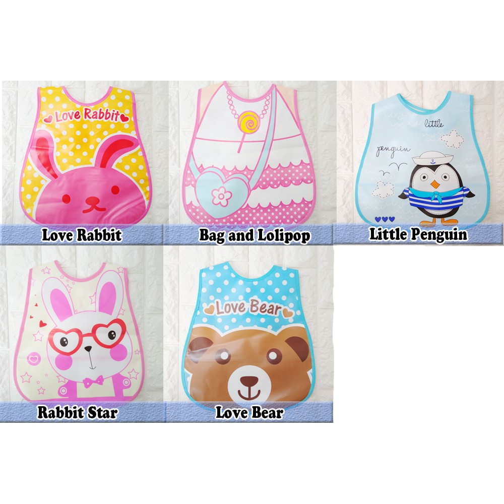 Baby Slabber Motif Waterproof motif Celemek / mangkuk Bib Slaber Bayi Makan chn
