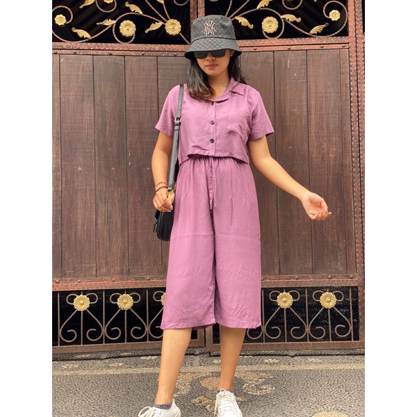 Oneset Crop Sinta  / Set Rayon Crop / New One Set-Soft Plum
