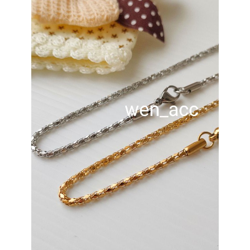 Kalung Titanium Model Sisik Bulat Kalung Fashion Import