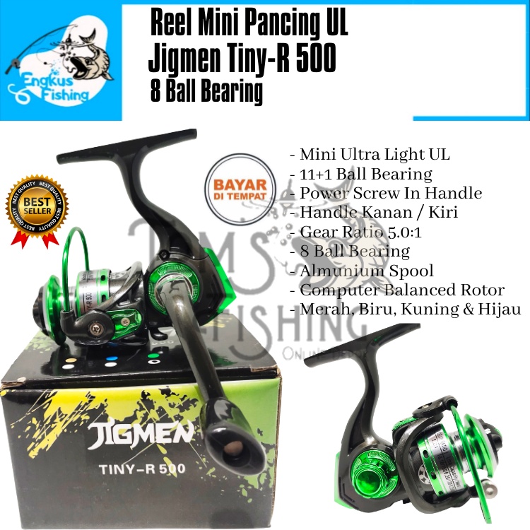 Reel Pancing UL Jigmen Tiny R-500 Mini (8 Bearing) Spool Alumunium Ultra Light Murah - Engkus Fishing