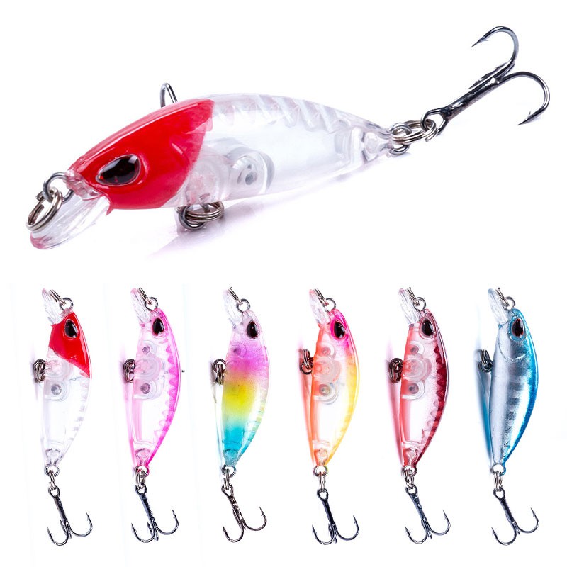 HENGJIA 6pcs 4cm/2g Mini Minnow Crankbait Umpan Pancing Swimbait Slowsinking Ikan Bait Bass Kail