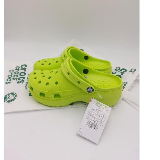 lime green platform crocs