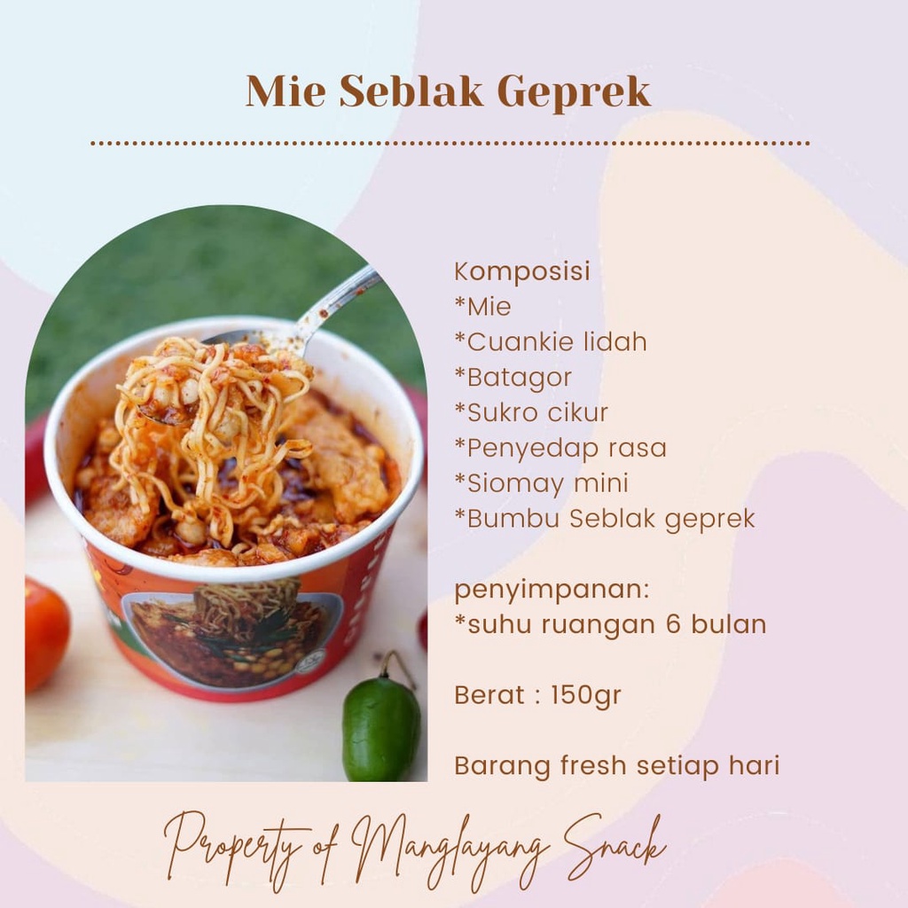 

MIE SEBLAK GEPREK / SEBLAK INSTANT / MIE SEBLAK SAMIRAOS / SEBLAK GEPREK