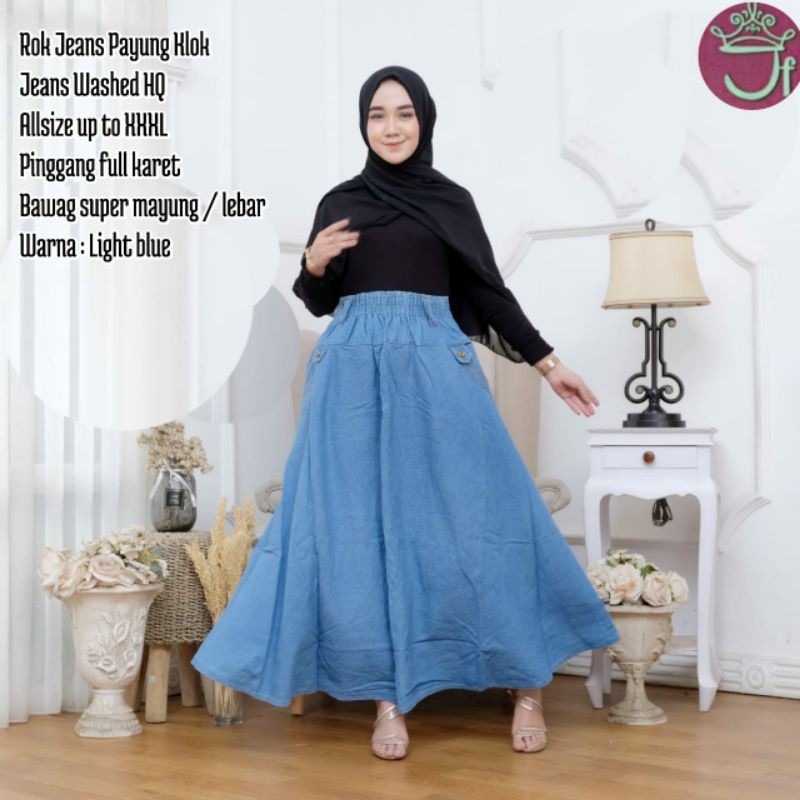 Alisa skirt (rok jeans LEBAR/KLOK/PAYUNG) //JF852