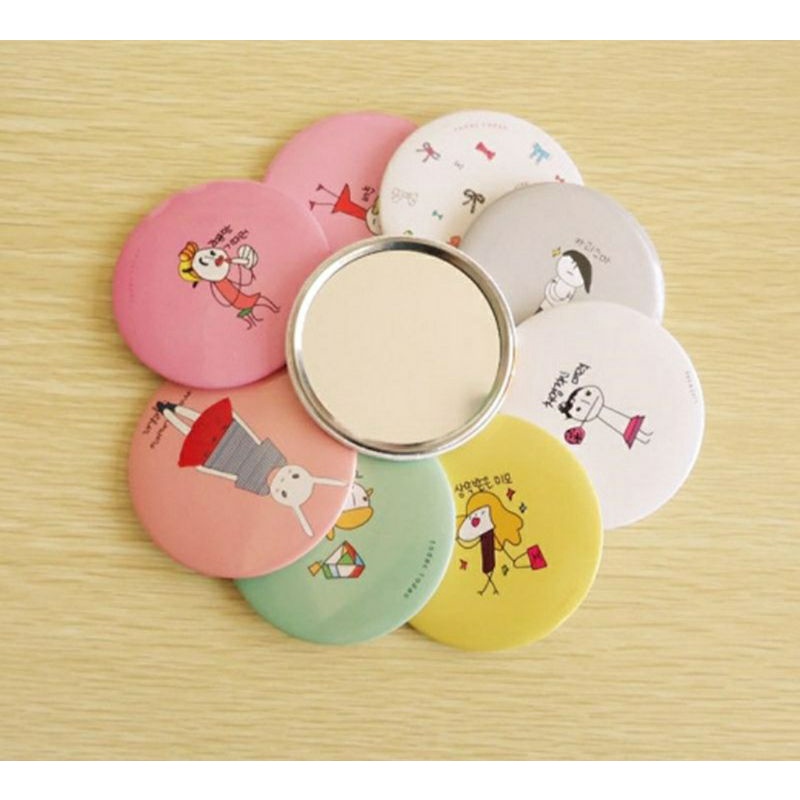 Cermin Bulat Karakter Kaca Cermin Make Up Mini Kaca Travelling Motif Lucu Kaca Mini Travel Size