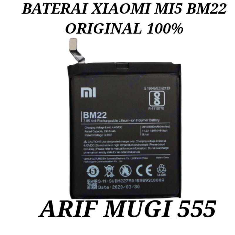 BATERAI BATRE BATTERY BATU HP XIAOMI MI5 MI 5 BM22 ORIGINAL 100%