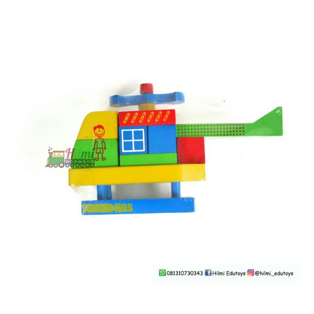 Mainan Edukasi Anak Helikopter Kayu Bongkar Pasang