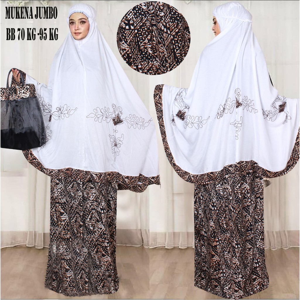 Bestseller Fashion Muslim Mukena Jumbo Batik - Hitam/Putih - BEST SELLER