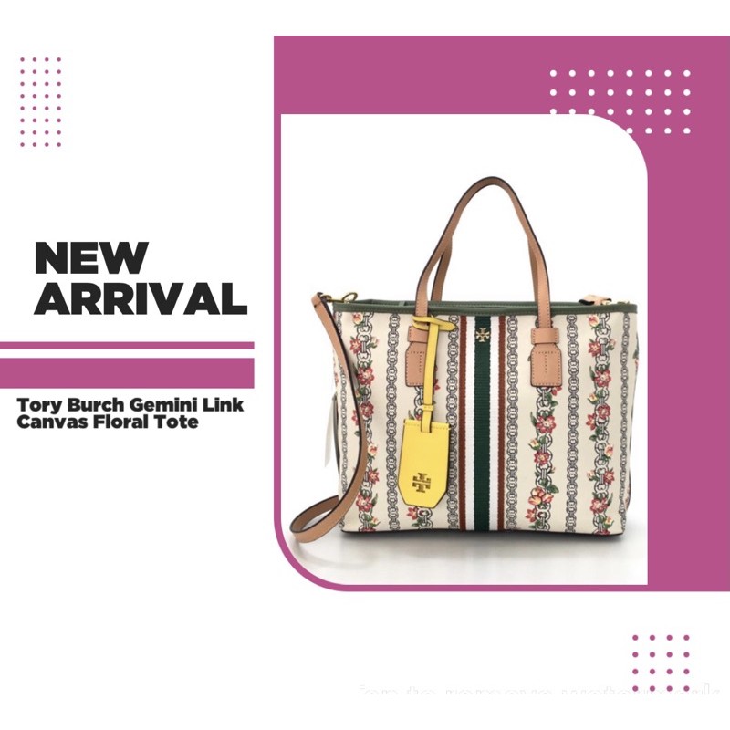 TB Gemini Link Canvas Floral Tote