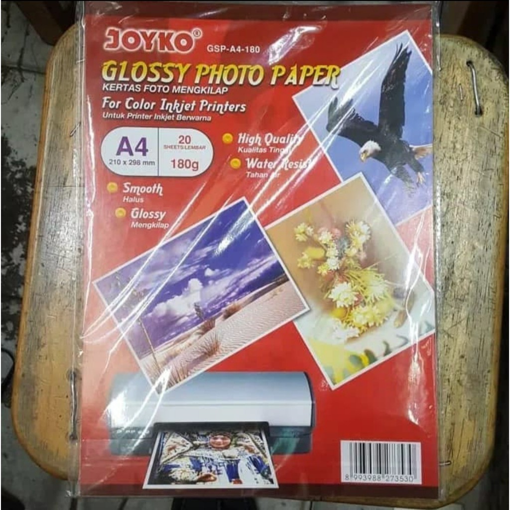 glossy photo 180 gram / foto paper / kertas foto Joyko A4 180 gsm