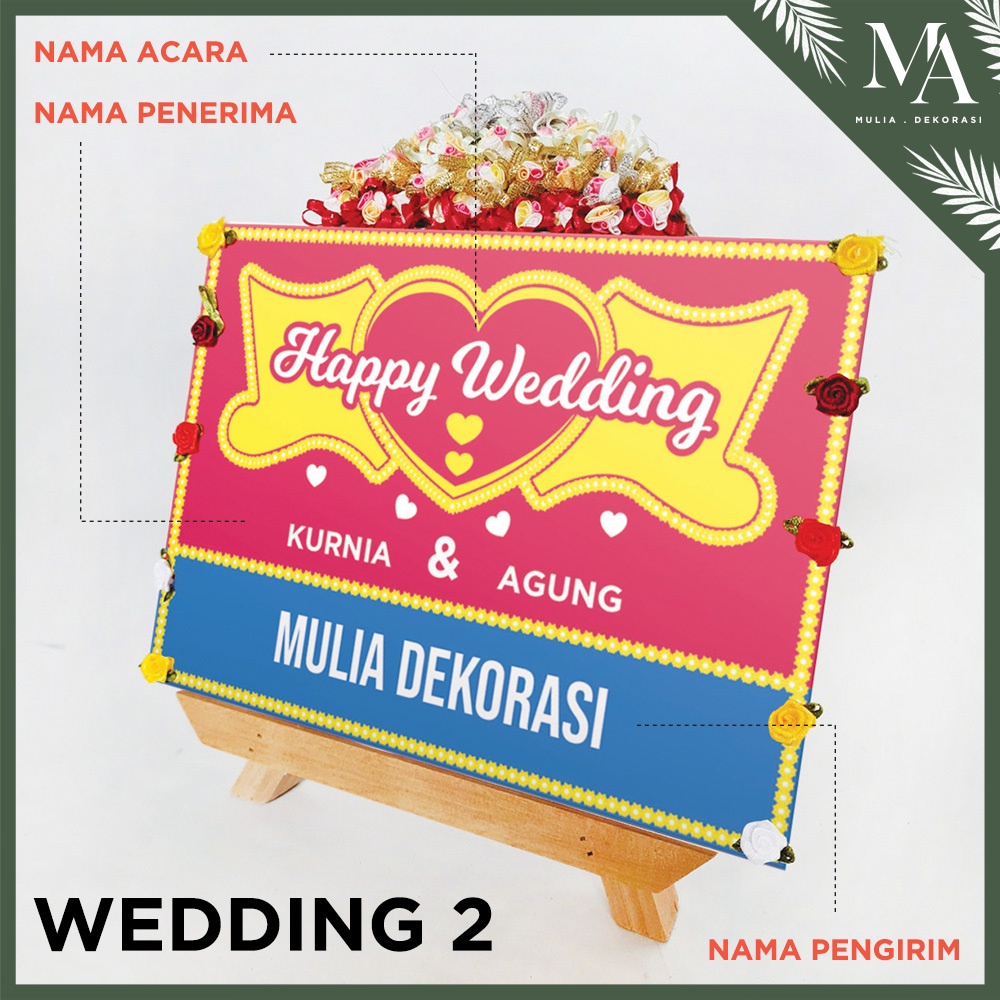 Karangan Papan Ucapan Bunga Mini Gift DIY Custom Graduation Congratulation Engagement Wedding Satu Hari Jadi