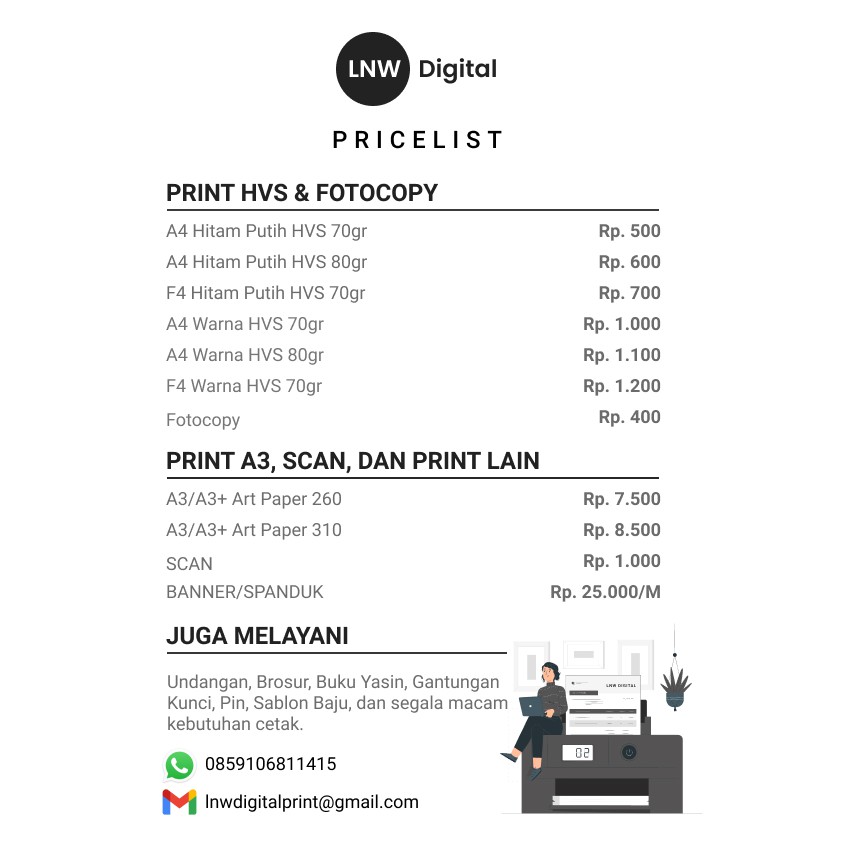 

PRINT/CETAK HVS A5/A4/F4