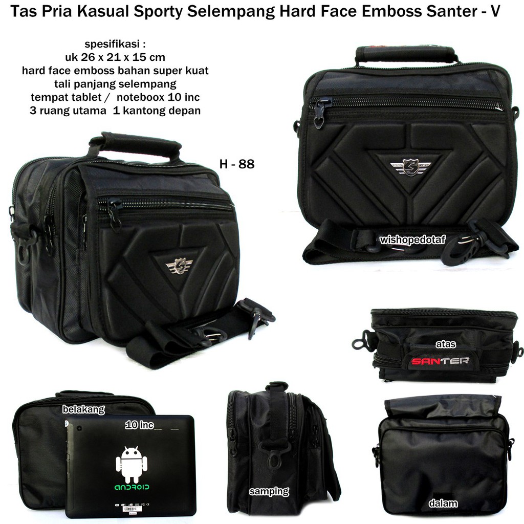 Tas pria murah selempang kasual sport santer canvas notebook 10 inch - v