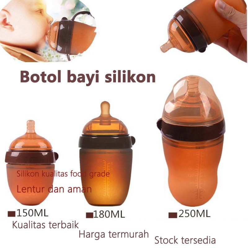 HIPPO LAND PIKO Bello Botol susu bayi Silikon Leher Lebar (WIDE NECK) Warna Coklat 17