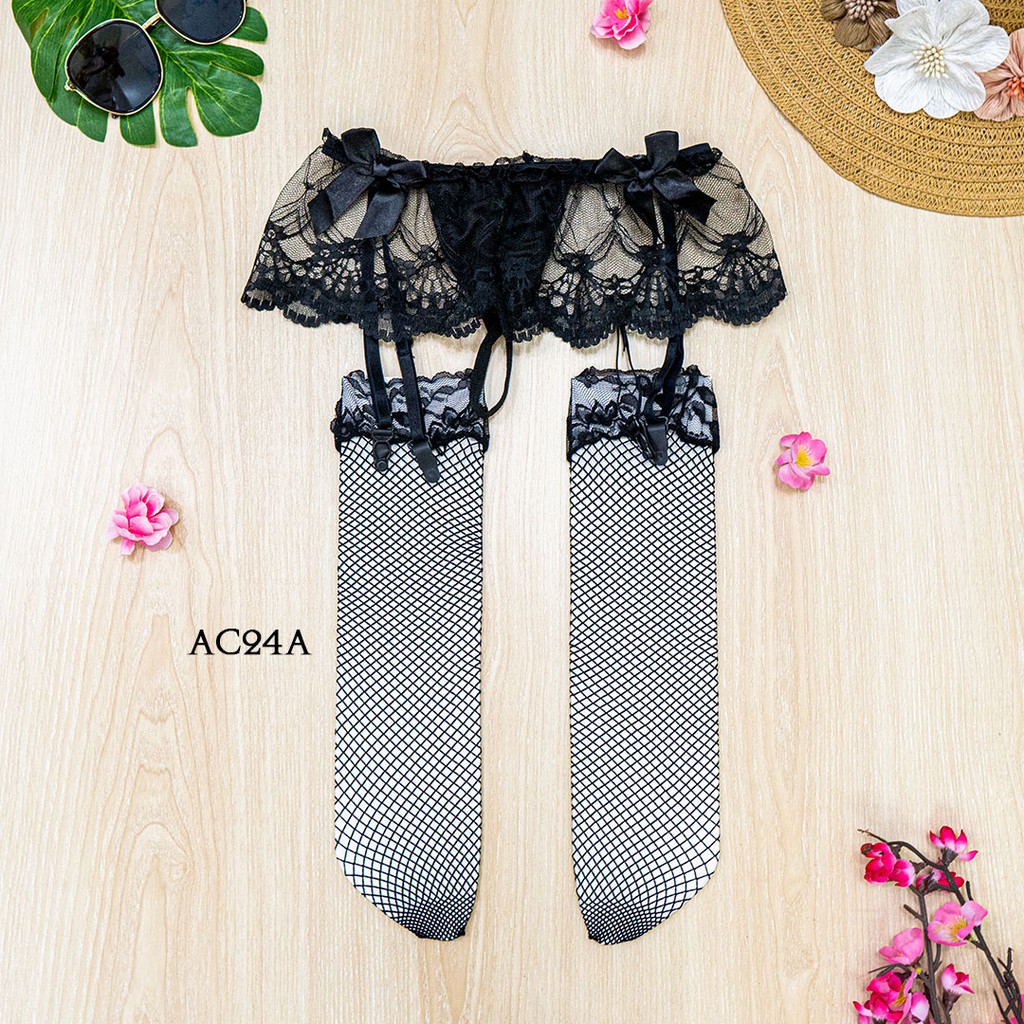 [TOKO TERPERCAYA] STOCKING SEXY + GARTER BELT SABUK PAHA SEXY HITAM AC24A