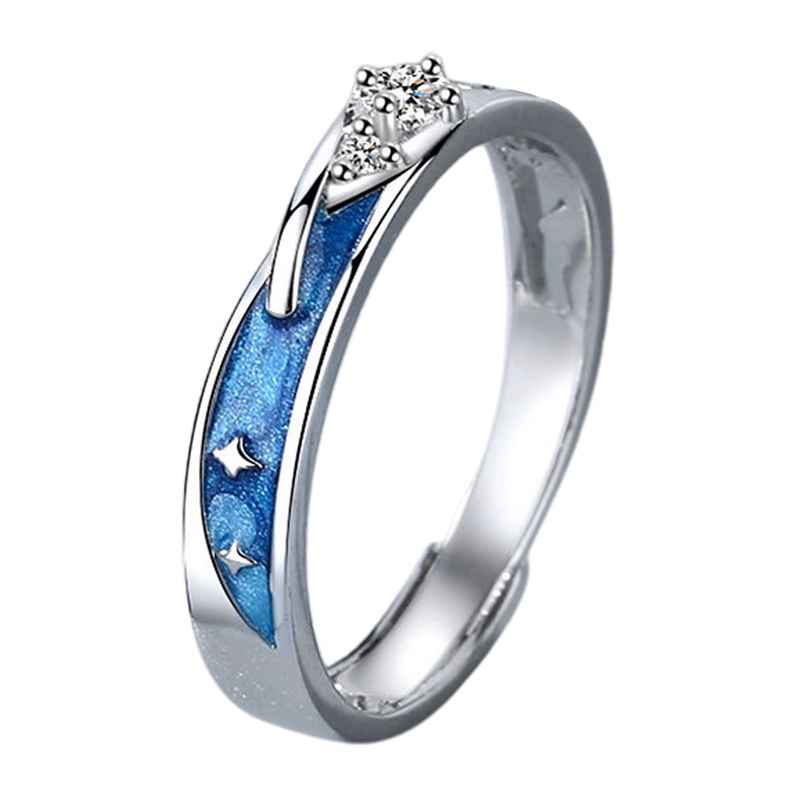 Fancyqube Cincin Model Terbuka Bahan Sterling Silver 925 Desain Meteor Shower Wish Untuk Wanita