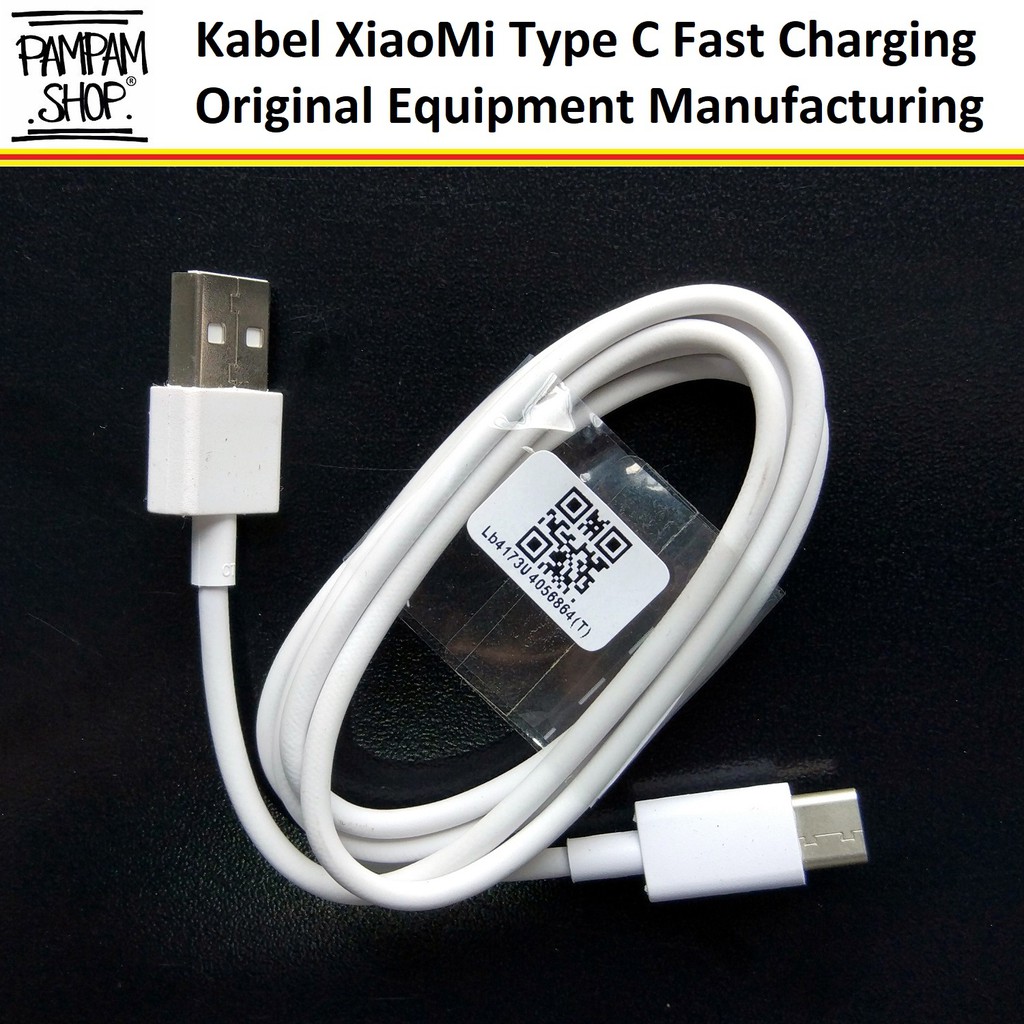 Kabel Data Charger Casan XIAOMI PUTIH TYPE C Mi5 Plus Mi Pad 2 Mi4C Mi6 Mi7 Pocophone F1 Black Shark