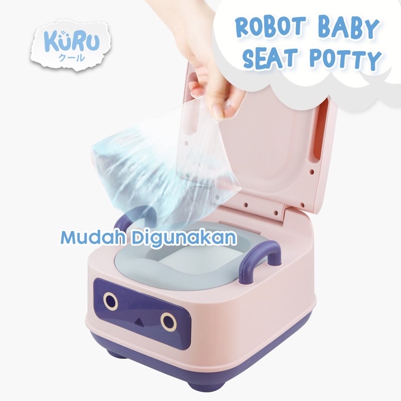 KURU Potty Training Robot Pispot Pipis BAB Anak Motif Robot Cowok Cewek Pispot Dengan tutup anti tumpah