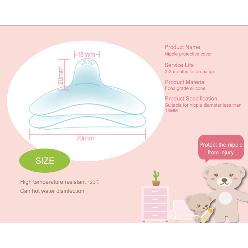 Cmbear 2 Pcs Silicone Nipple Protectors Feeding Mothers Shields Nipple Protection ZRB-0700