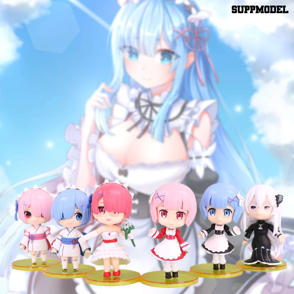 6pcs / Set Action Figure Anime Life In A Different World From Zero Rem Untuk Dekorasi Kue