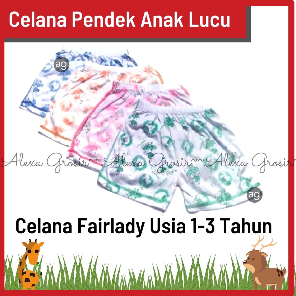 Celana harian katun 1thn s/d 3thn/celana pendek karakter /celana pendek/ santai/katun fairlady