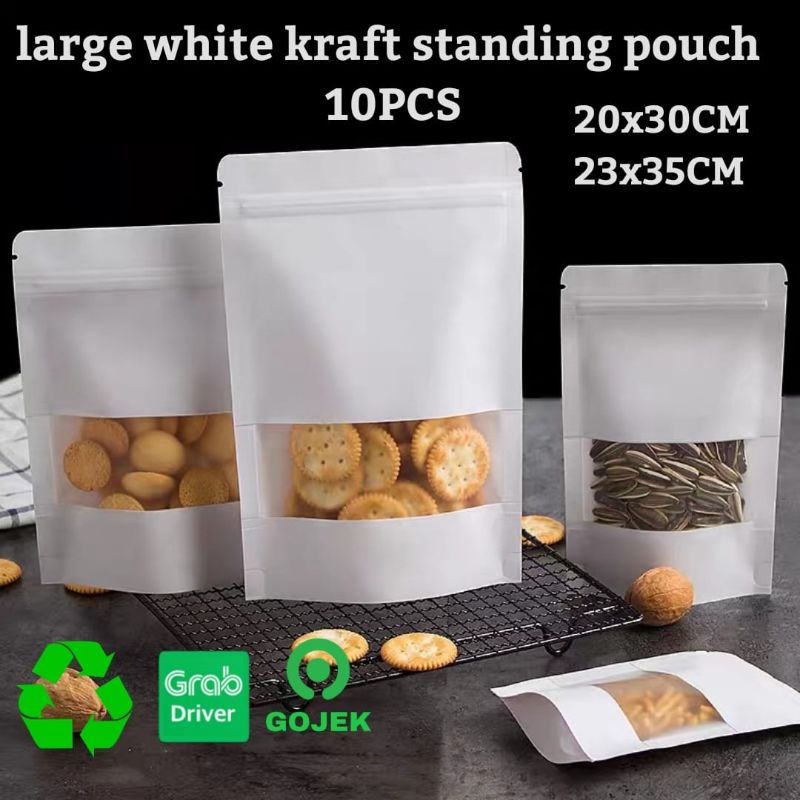 White kraft standing pouch ukuran besar