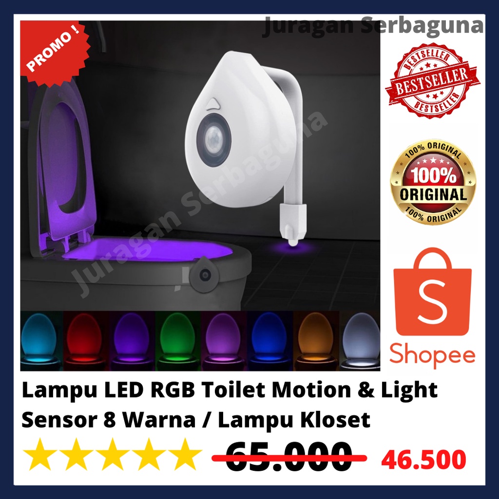 Lampu LED RGB Toilet Motion &amp; Light Sensor 8 Warna / Lampu Kloset