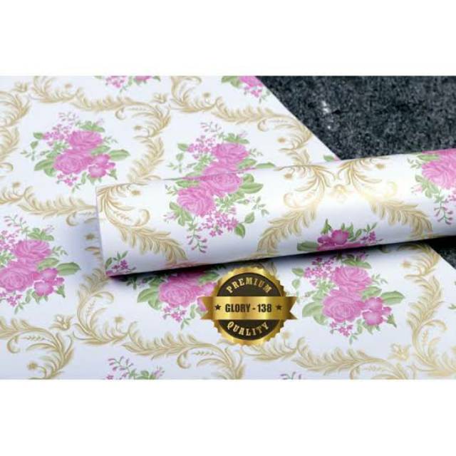 WALLPAPER DINDING MOTIF BATIK BUNGA PINK