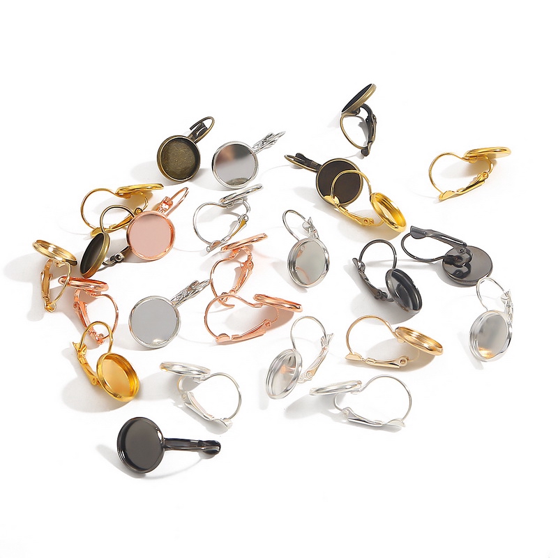 Nampan Anting Cabochon Kosong Ukuran 8 / 10 / 12 / 14 / 16 / 18 / 20 / 25mm Untuk Membuat Perhiasan