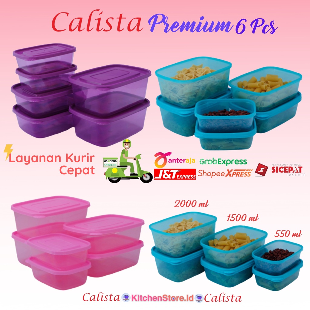 TOPLES PLASTIK KULKAS SET CALISTA FURANO PREMIUM FULL COLOUR SET 6PCS TEMPAT KOTAK BOX WADAH PENYIMPANAN MAKANAN FOOD CONTAINER SET FOOD PREPARATION STORAGE TOPLES KULKAS TEMPAT BUMBU DAPUR TEMPAT PENYIMPANAN SAYUR BUAH IKAN DI KULKAS CALISTA TOPLES SET