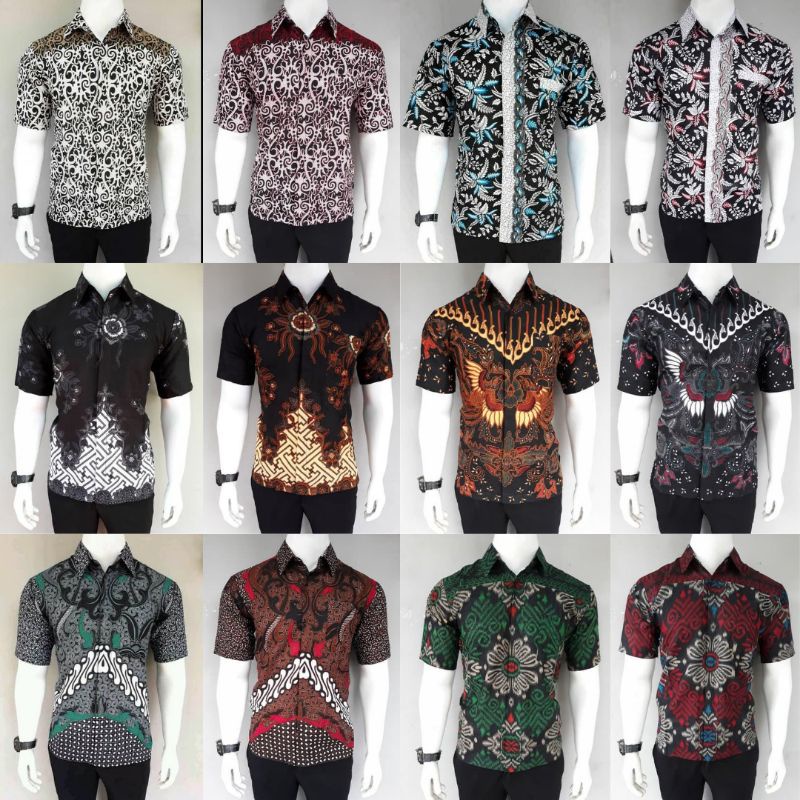 BSWART Batik HRB026 Kenongo Hem Pendek Padi Pekalongan M L XL XXL Batik