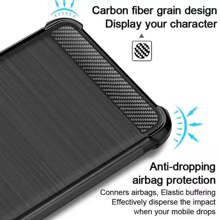 Xiaomi Redmi 7 Soft Case Brushed Carbon Anti Knock - Hitam