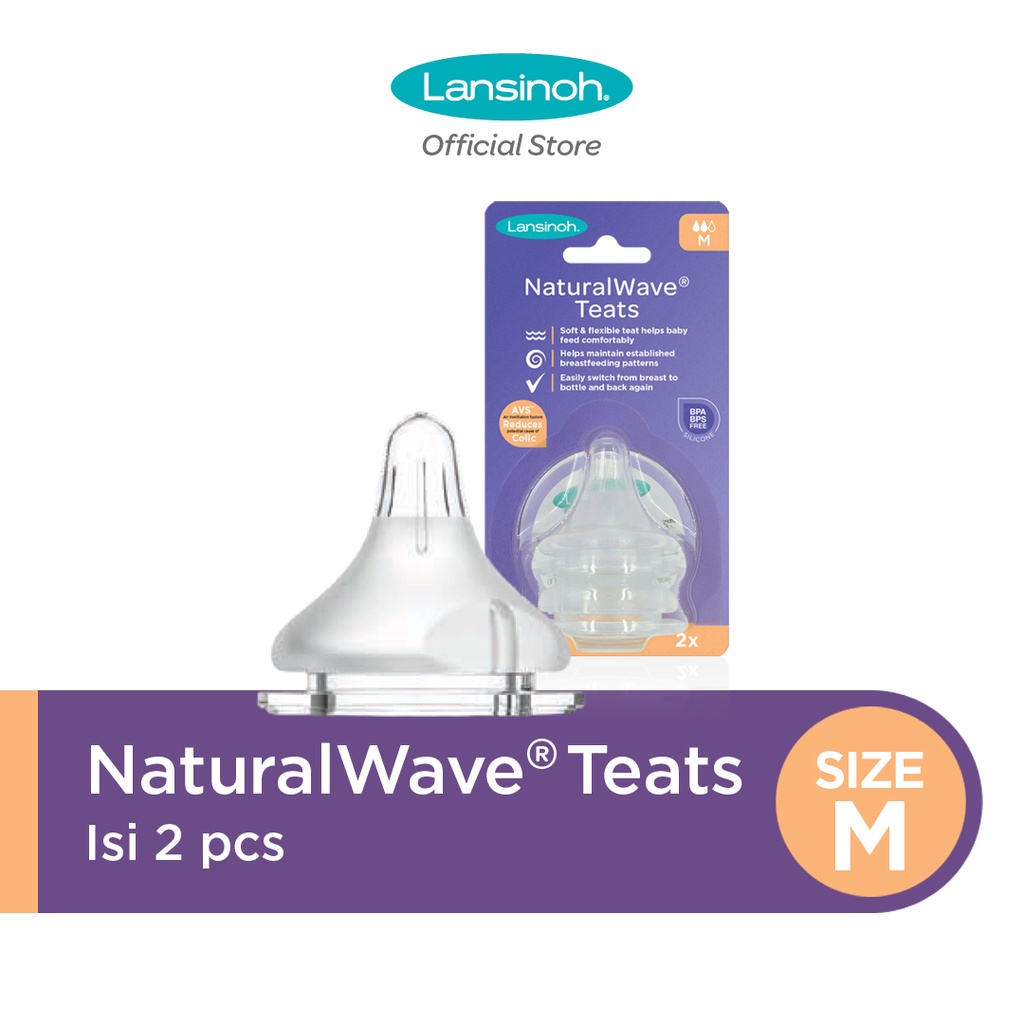 Lansinoh NaturalWave Teats GB / Aksesoris Botol Susu / Nipple Replacement Isi 2pcs (Tersedia varian ukuran)