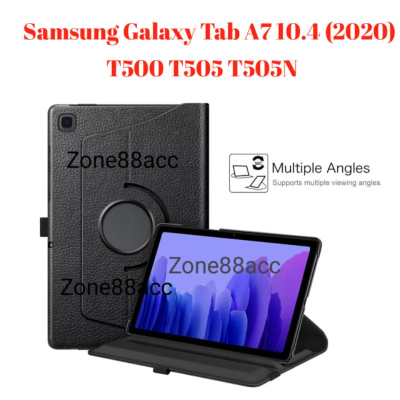 Sarung Rotary Samsung Galaxy Tab A7 LTE 10.4 2020 T500 T505 T505N T507 Leather Case Flip Cover Casing Buku Book Folio Flipcover Pelindung Smartcase Standing