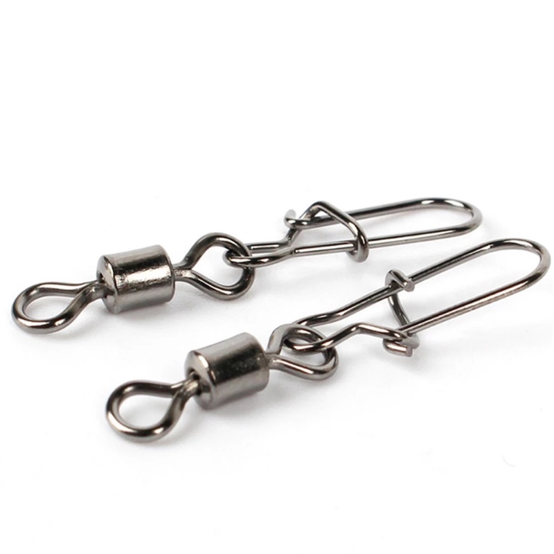 50 Pcs Kilikili Swivel Konektor Umpan Pancing Bahan Stainless Steel